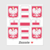 Poolse staatssymbolen / wapenschild en vlag sticker (Vel)