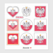 Poolse stickers en Poolse vlag, hartreizen/sport (Vel)
