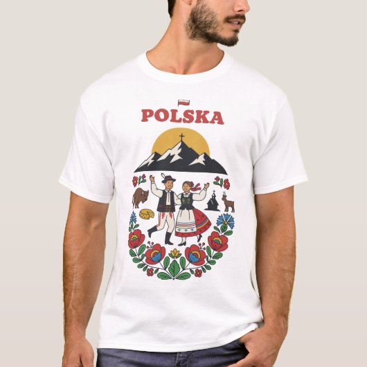 Poolse Tatra Volkskunst Bergen T-shirt (Voorkant)
