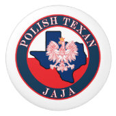 Poolse Texan Jaja Round Keramische Knop (Voorkant)