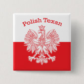 Poolse Texan White Eagle Vierkante Button 5,1 Cm (Voorkant)