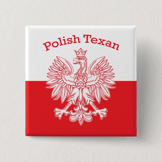 Poolse Texan White Eagle Vierkante Button 5,1 Cm (Voorkant)