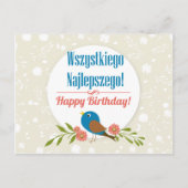 Poolse verjaardagskaart briefkaart (Voorkant)