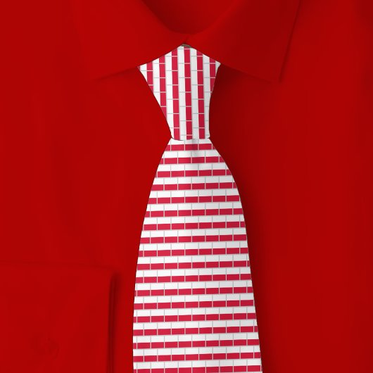 Poolse Vlag Baksteenpatroon Stropdas