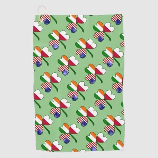 Poolse vlag betegelde Shamrock Golfhanddoek (Voorkant)