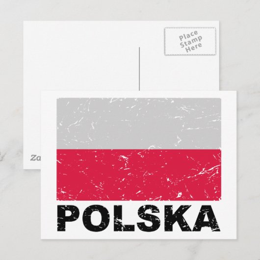 Poolse vlag briefkaart (Voorkant / Achterkant)