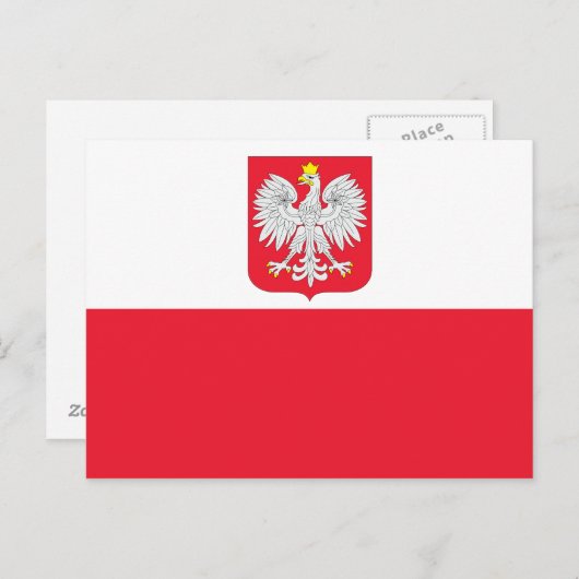 Poolse vlag briefkaart (Voorkant / Achterkant)