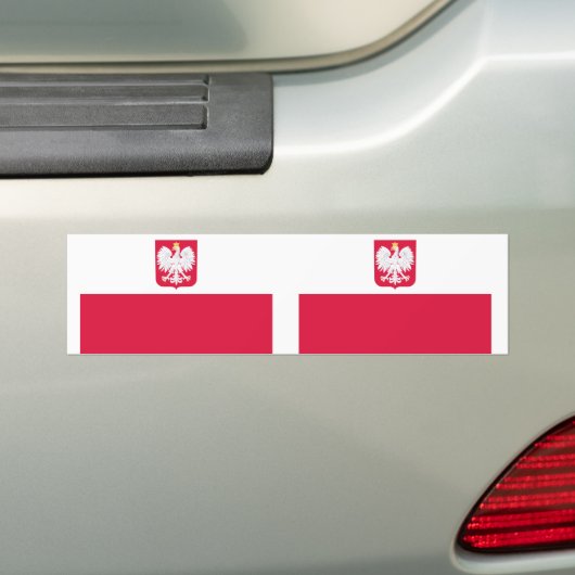 Poolse vlag bumpersticker (Op auto)