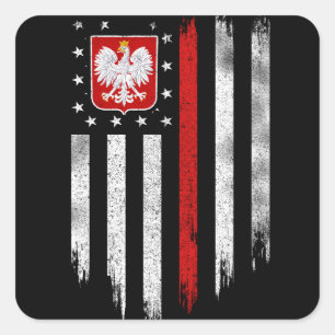 Poolse vlag Combo Poland Usa Polska Vierkante Sticker