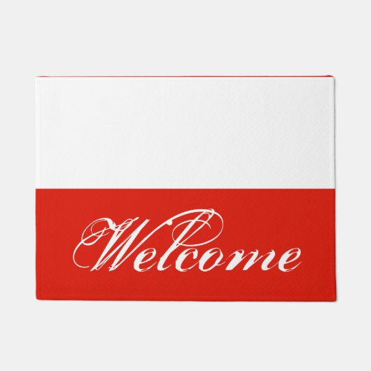 Poolse vlag deurmat met aangepaste welkomsttekst (Voorkant)