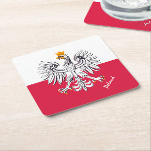 Poolse vlag & Eagle, Poolse bruiloft, partij/sport Kartonnen Onderzetters