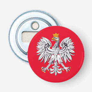 Poolse vlag & Eagle, Poolse feestdag/sport Button Flesopener
