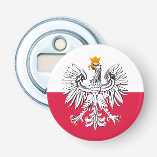 Poolse vlag & Eagle, Poolse feestdag/sport Button Flesopener