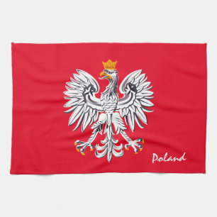 Poolse vlag & Eagle, Poolse mode/sport Theedoek