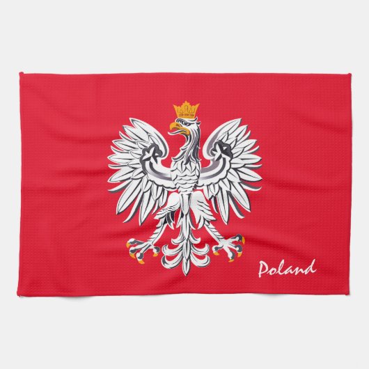 Poolse vlag & Eagle, Poolse mode/sport Theedoek (Horizontaal)