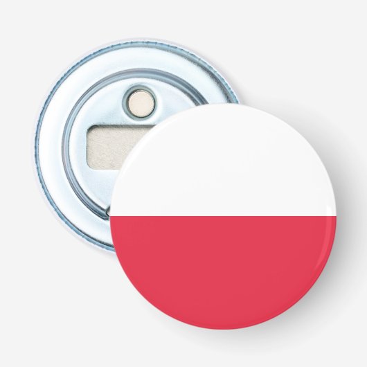 Poolse vlag Emblem Button Flesopener (Voorkant)