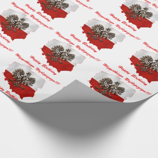 Poolse vlag en kaart met Eagle Birthday Cadeaupapier (Hoek)