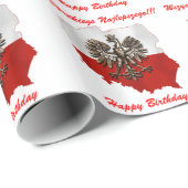 Poolse vlag en kaart met Eagle Birthday Cadeaupapier (Rol Hoek)