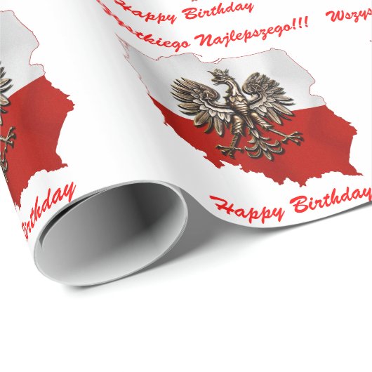 Poolse vlag en kaart met Eagle Birthday Cadeaupapier (Rol Hoek)