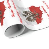 Poolse vlag en kaart met Eagle Birthday Cadeaupapier (Rol Hoek)