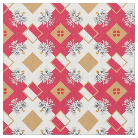 Poolse vlag en Poolse adelaar, mode Trendy Fabric Stof (Close Up)