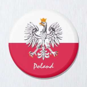 Poolse vlag en Poolse vakantie, reizen/sport Magneet