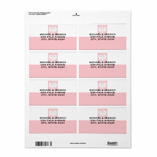 Poolse vlag etiket (Full Sheet)