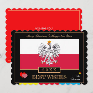 Poolse vlag & Gelukkig Nieuwjaar/Beste wensen Pole Feestdagenkaart