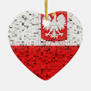 Poolse vlag glitter-versiering keramisch ornament