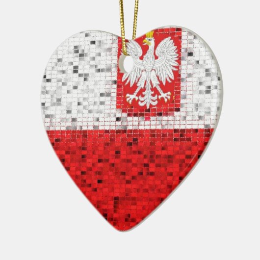 Poolse vlag glitter-versiering keramisch ornament (Links)