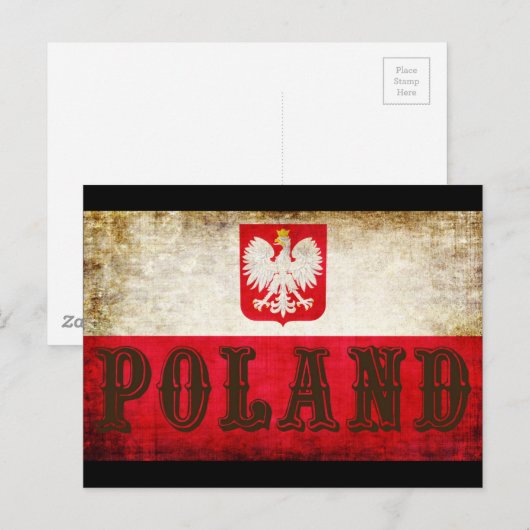 Poolse vlag Grunge Briefkaart (Voorkant / Achterkant)