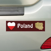 Poolse Vlag Hart + Landkaart Bumpersticker (Op auto)