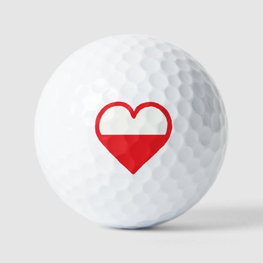 Poolse Vlag Hart Ontwerp Golfballen (Voorkant)