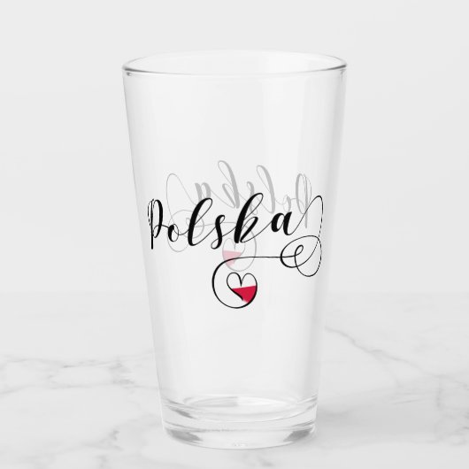 Poolse vlag Heart Design, Polen Polska Glas (Voorkant)