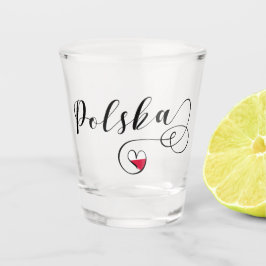 Poolse vlag Heart, Polska, Polen Shot Glas