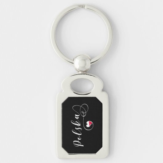 Poolse vlag in het hart , polen polen sleutelhanger (Voorkant)