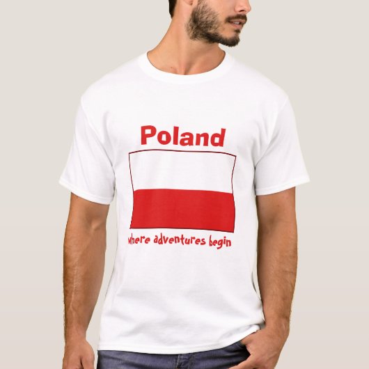 Poolse vlag + kaart + tekst T-shirt (Voorkant)