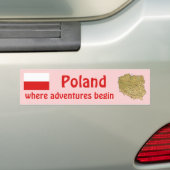 Poolse Vlag + Landkaart Bumpersticker (Op auto)