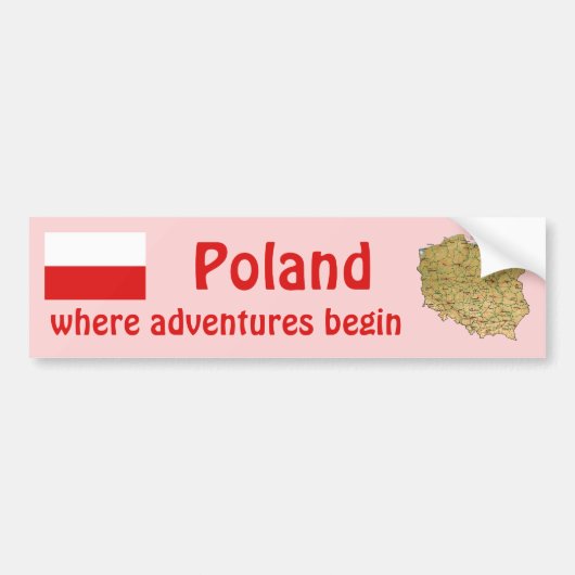 Poolse Vlag + Landkaart Bumpersticker (Voorkant)
