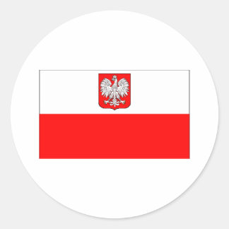 Poolse vlag met adelaar ronde sticker