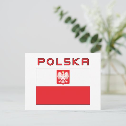 Poolse vlag met Polska Briefkaart (Staand voorkant)
