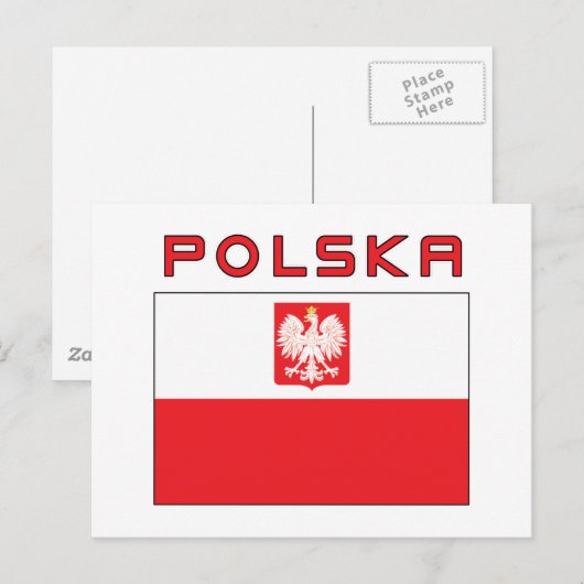 Poolse vlag met Polska Briefkaart (Voorkant / Achterkant)