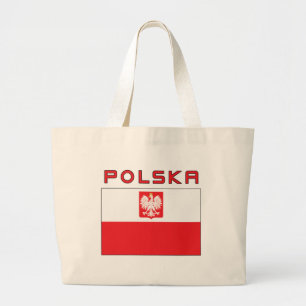 Poolse vlag met Polska Grote Tote Bag