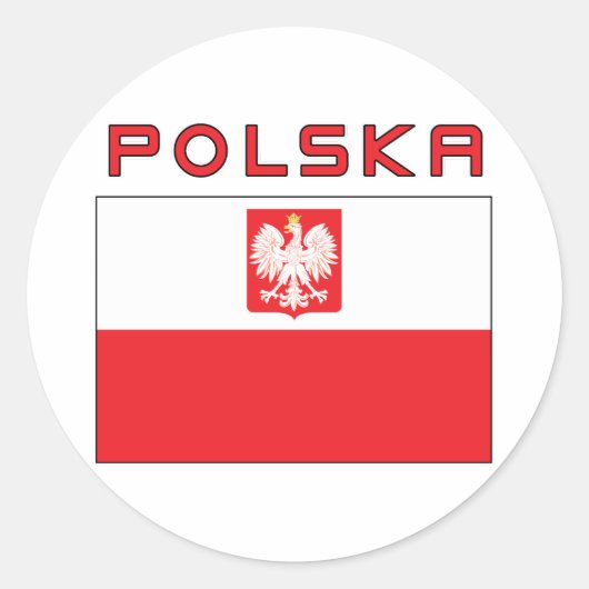Poolse vlag met Polska Ronde Sticker (Voorkant)