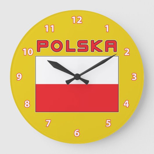 Poolse vlag met wandklok in Polska (Voorkant)