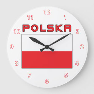 Poolse vlag met wandklok in Polska
