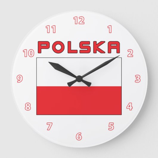 Poolse vlag met wandklok in Polska (Voorkant)