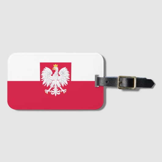 Poolse vlag (met wapen) bagagelabel (Voorkant (horizontaal))