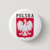 Poolse vlag (met wapen) ronde button 3,2 cm (Voorkant)