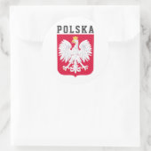 Poolse vlag (met wapen) ronde sticker (Tas)